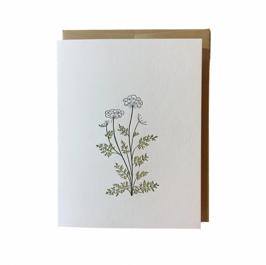 Queen Anne's Lace Wildflower Letterpress Card