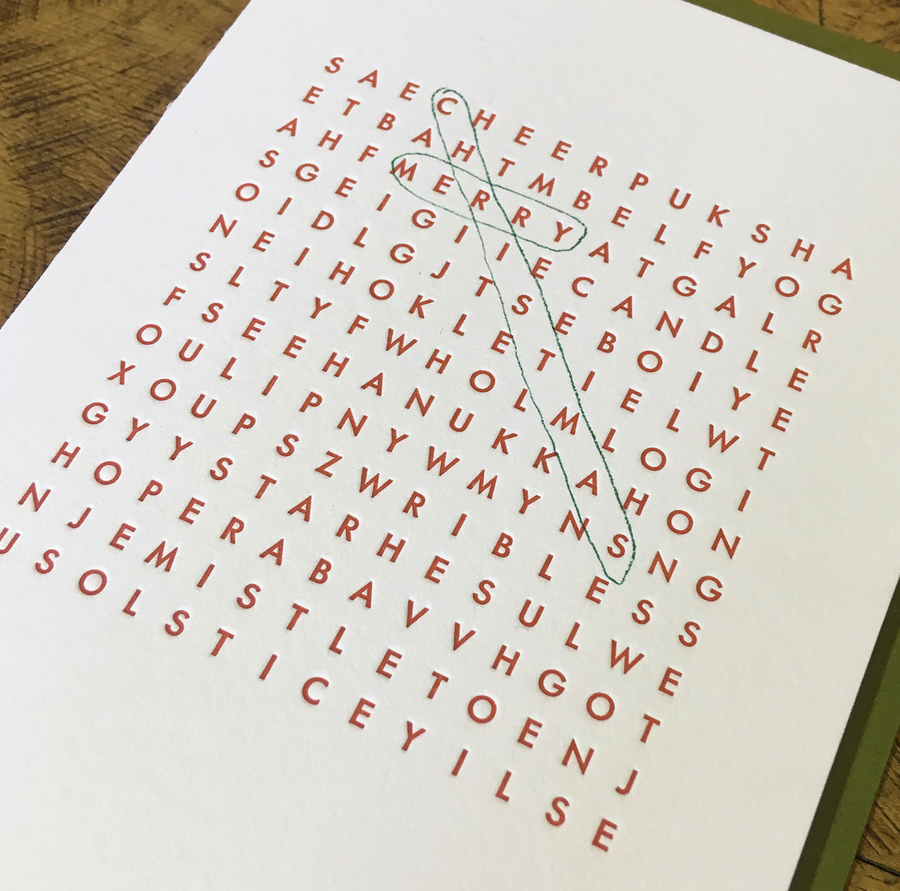 Holiday Word Search Letterpress Card