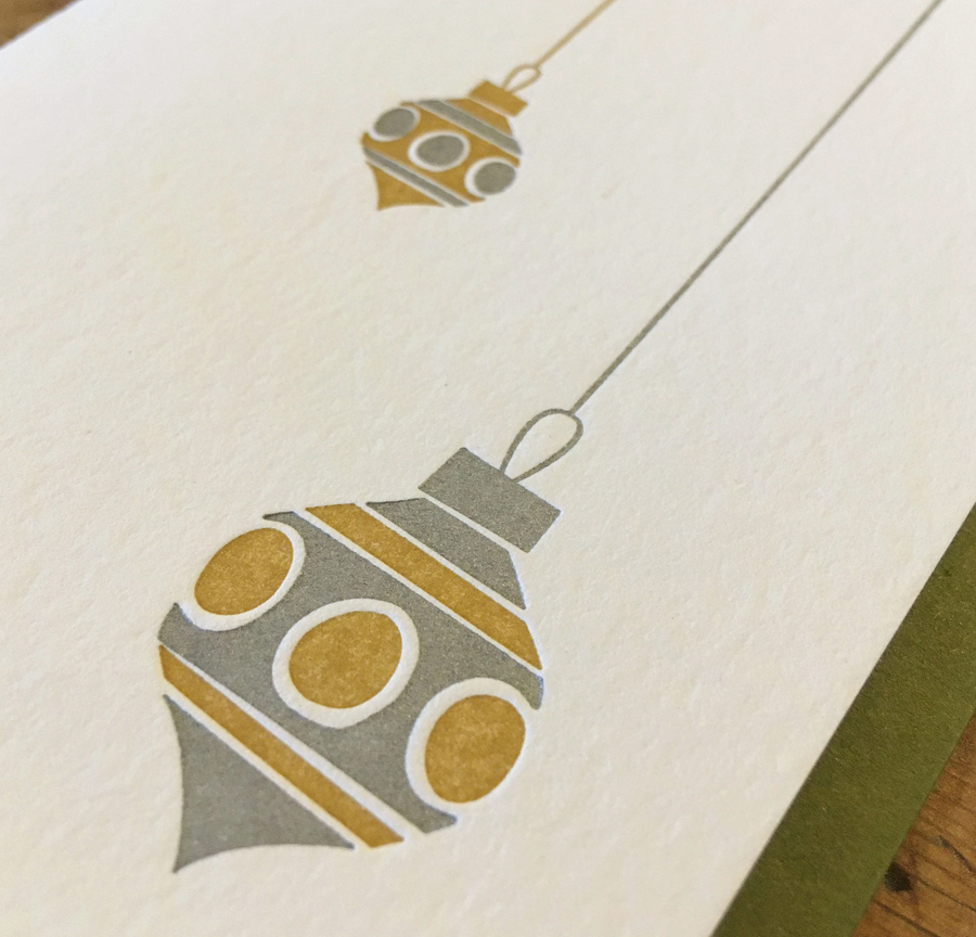 Mid-Century Modern Ornaments Holiday Letterpress Cards