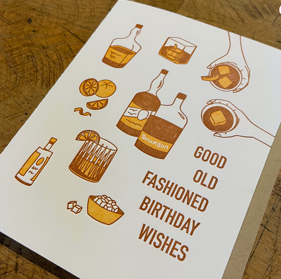 Old Fashioned Birthday Letterpress Card