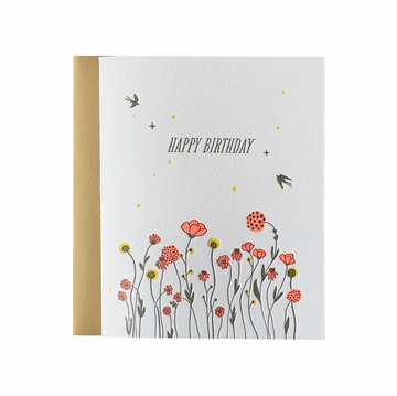 Happy Birthday Wildflowers Letterpress Card