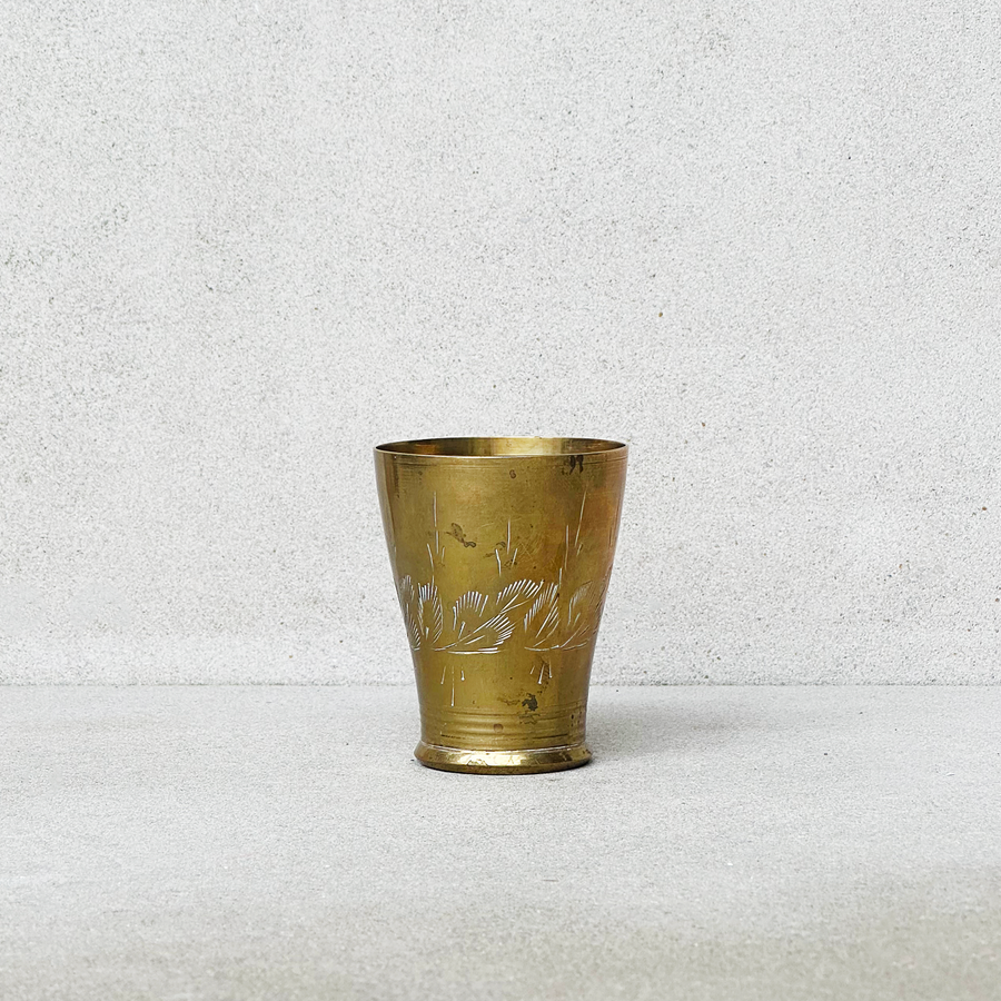 Vintage Etched Brass Cup