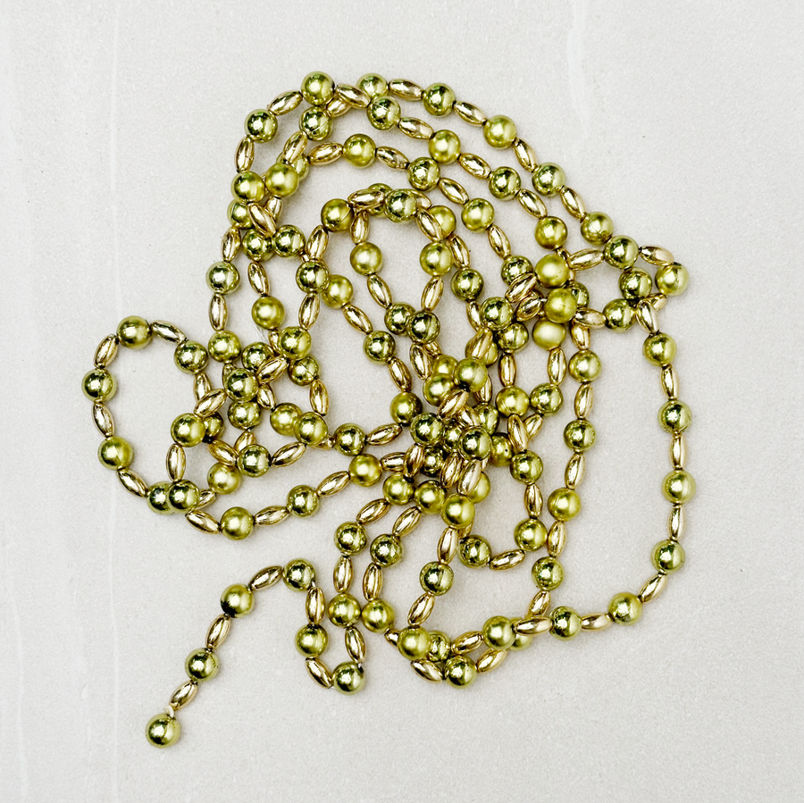 8' Green/Gold Beaded Garland