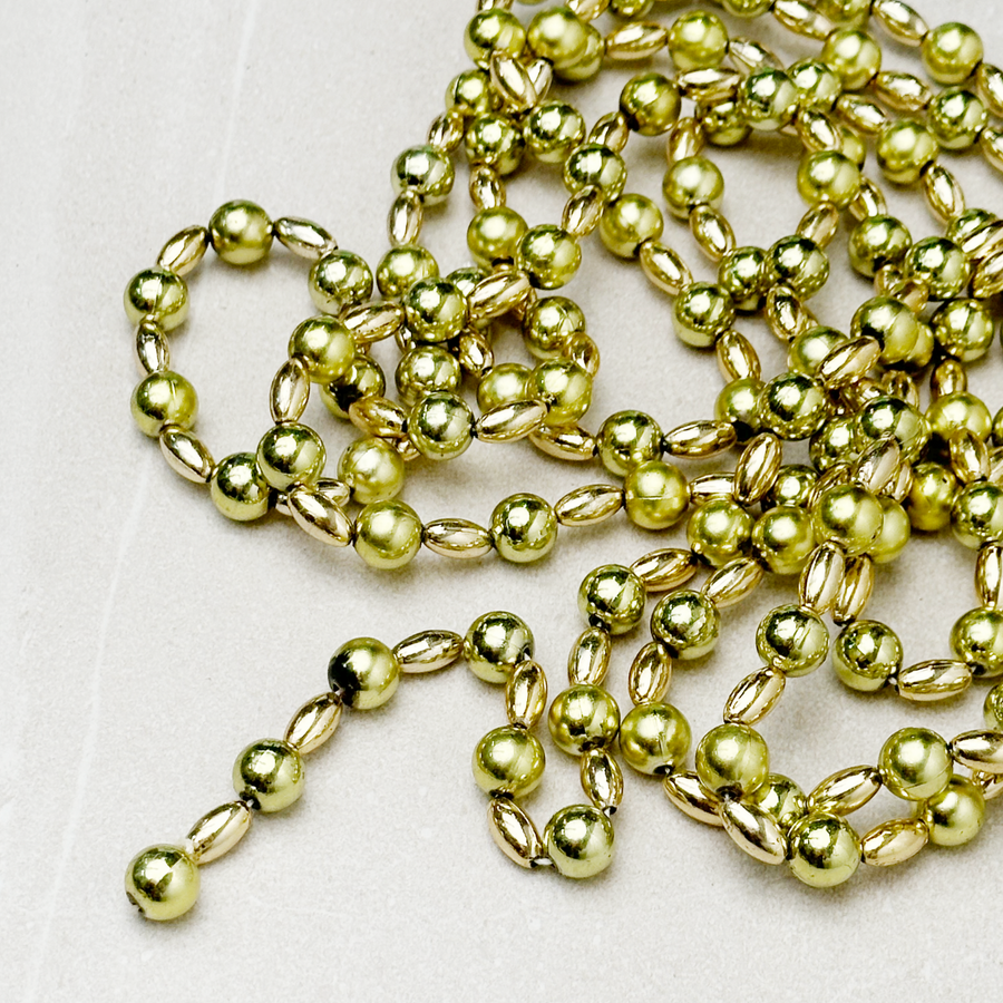 8' Green/Gold Beaded Garland