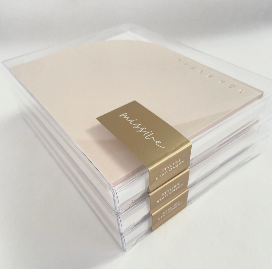 Curve Thank You Note Set in Neutral - Luxe Foil Stationery