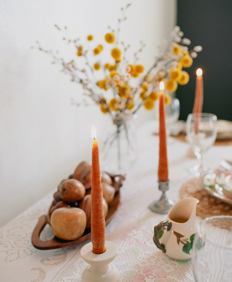 Beeswax Carrot Taper Candle