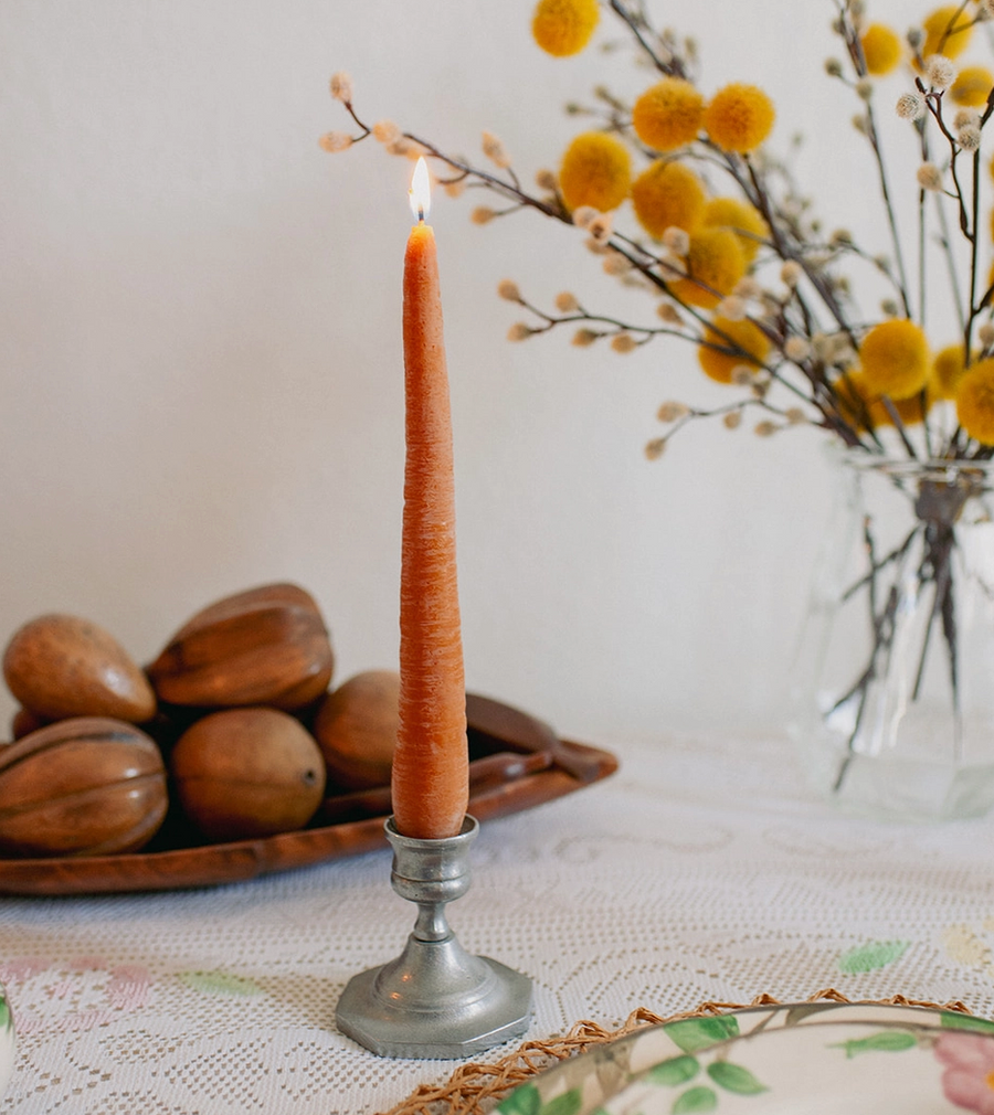 Beeswax Carrot Taper Candle