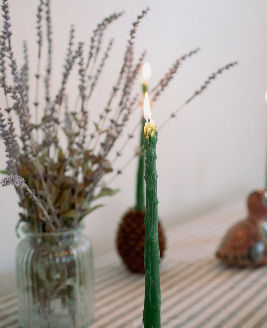 Beeswax Asparagus Candle Taper