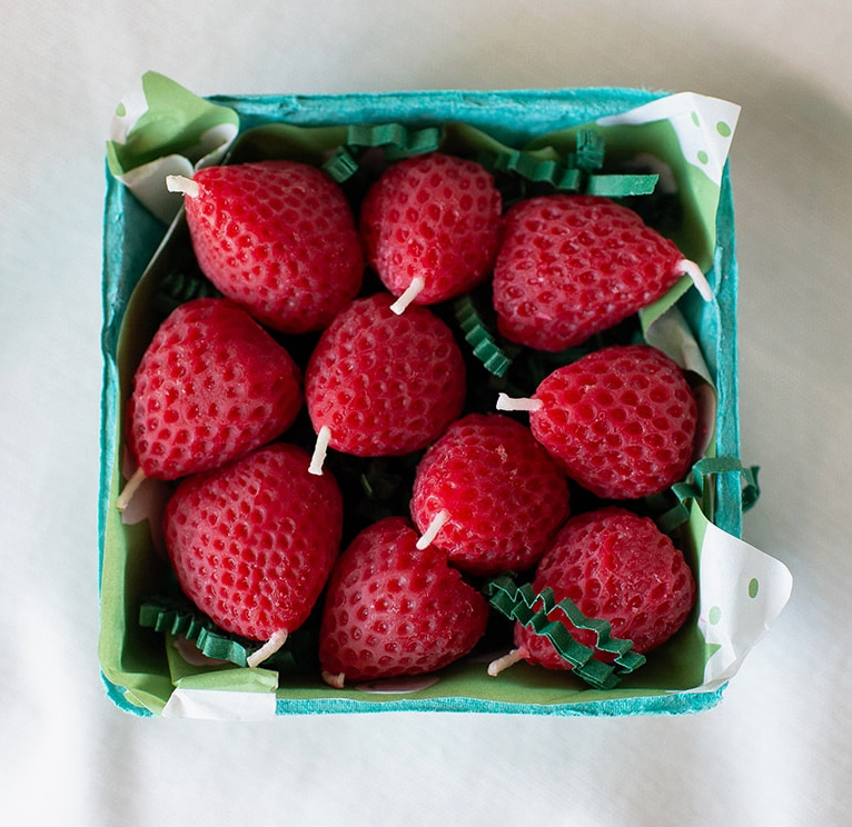 Beeswax Strawberry Birthday Candles