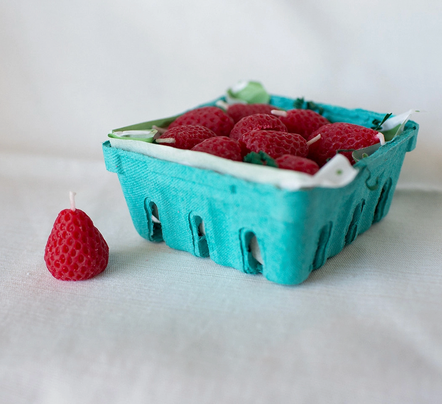 Beeswax Strawberry Birthday Candles