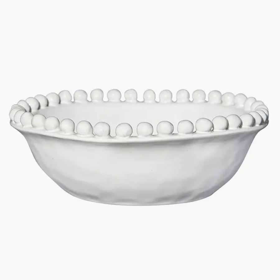 Large White Dotted Edge Bowl