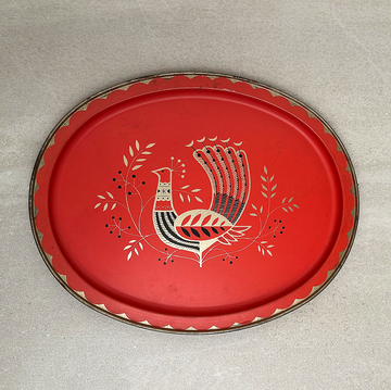 Vintage MCM Metal Peacock Tray