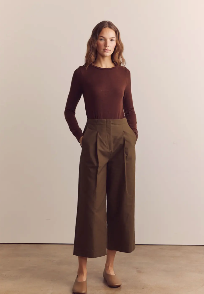 Pleated Cotton Trousers