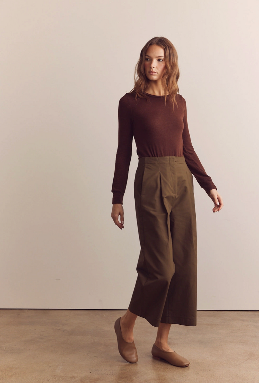 Pleated Cotton Trousers