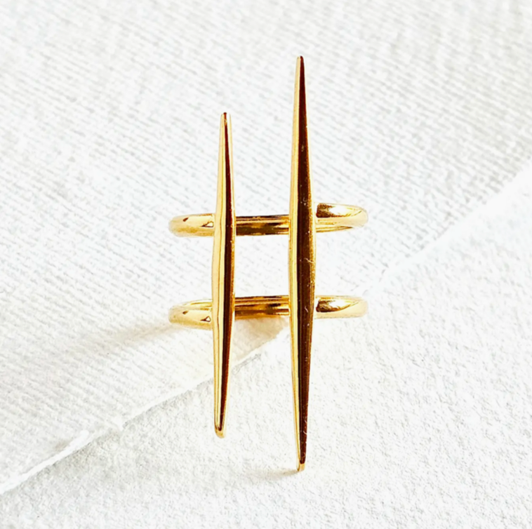 Barbed Gold Spike Ring