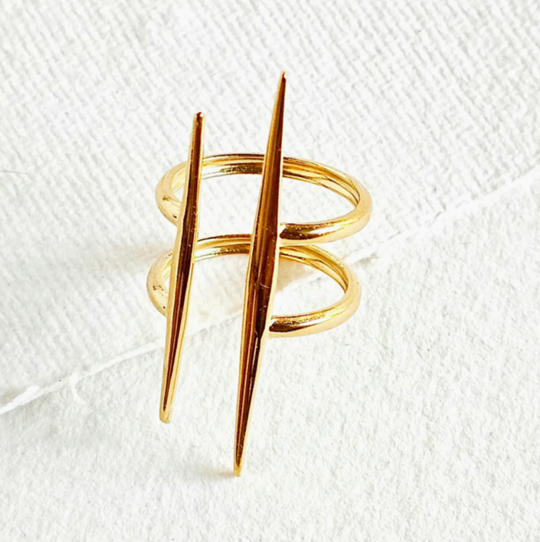 Barbed Gold Spike Ring