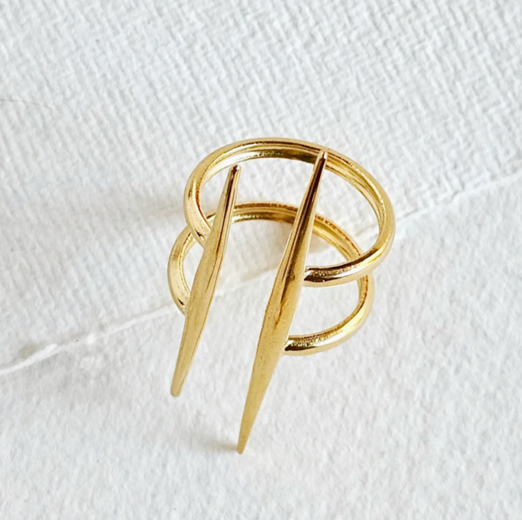 Barbed Gold Spike Ring