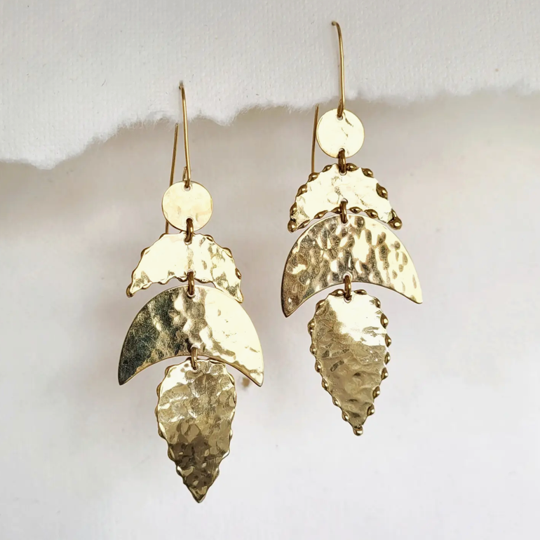 Hammered Brass Chandelier Earrings