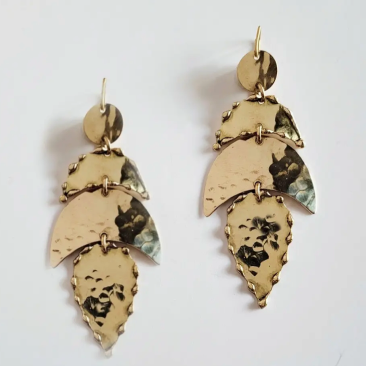 Hammered Brass Chandelier Earrings