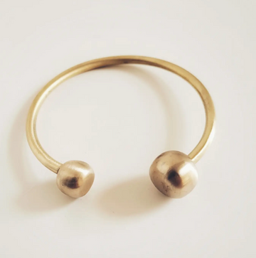 Brushed Brass Ball Cuff Bangle