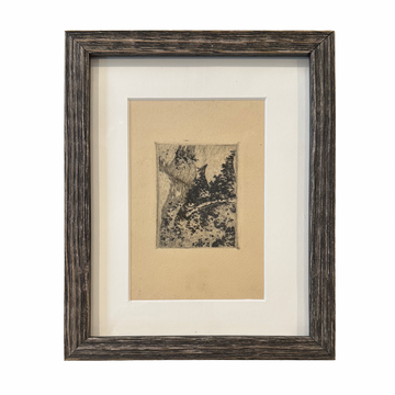 Wood Frame Vintage Etching