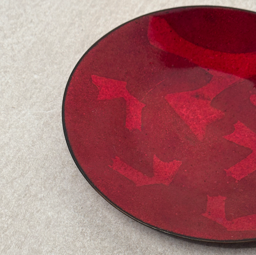 Vintage Red Enamel Tray