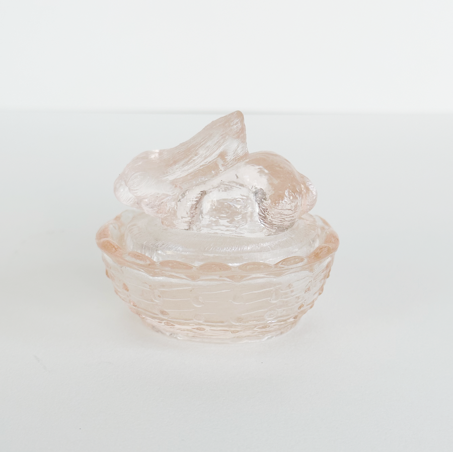 Vintage Glass Bunny Salt Cellar